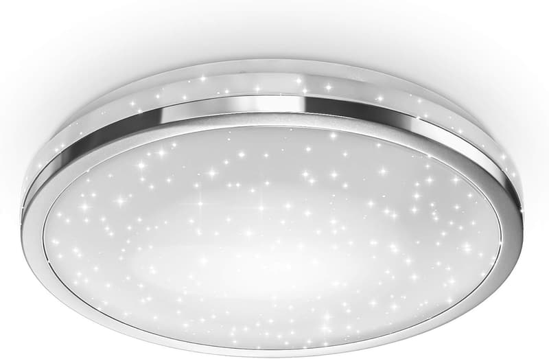 LED Deckenlampe mit Sternenhimmel, 15 Watt, 1500 Lumen, Chrom