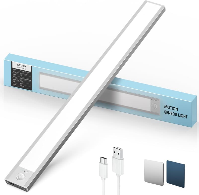 Bewegungsmelder LED Schrankbeleuchtung 40cm, dimmbar und aufladbar