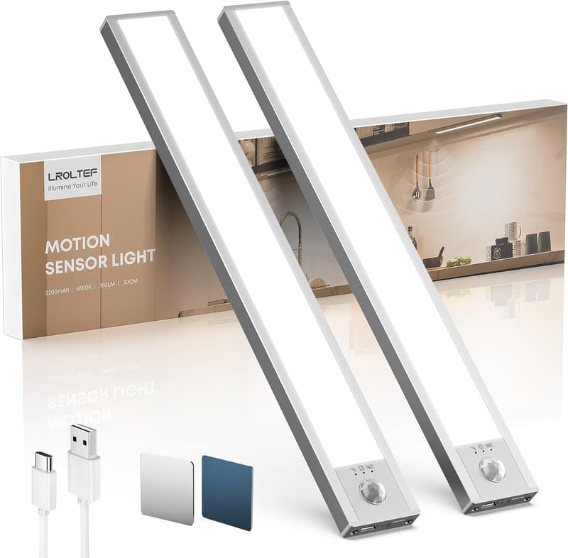 Bewegungsmelder LED Unterbauleuchte mit USB, 30 cm, 2 Stück