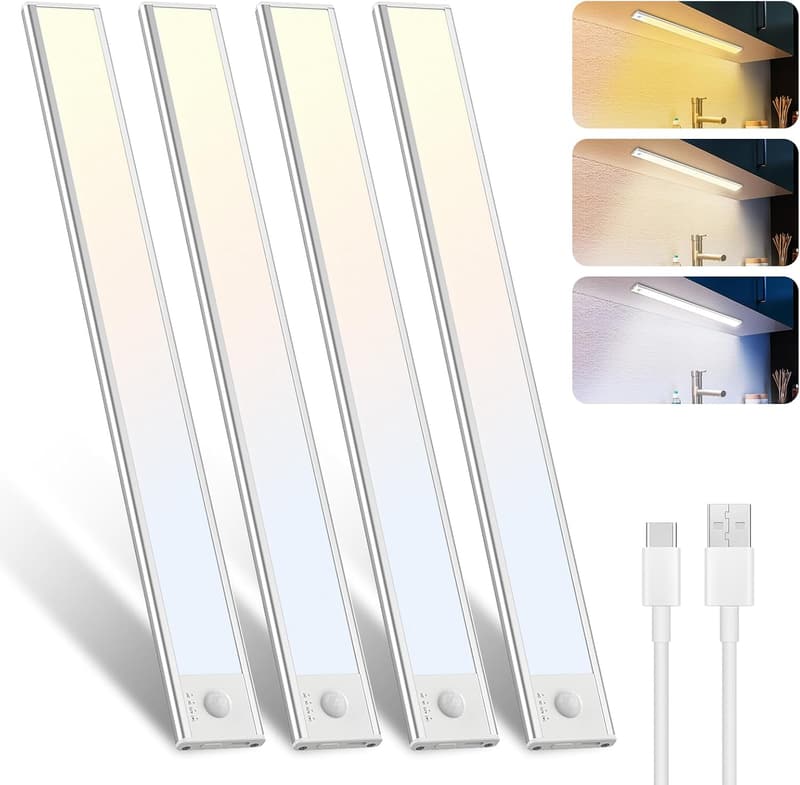 Dimmbare LED-Unterbauleuchte für Küche mit Bewegungsmelder, 4 Stück