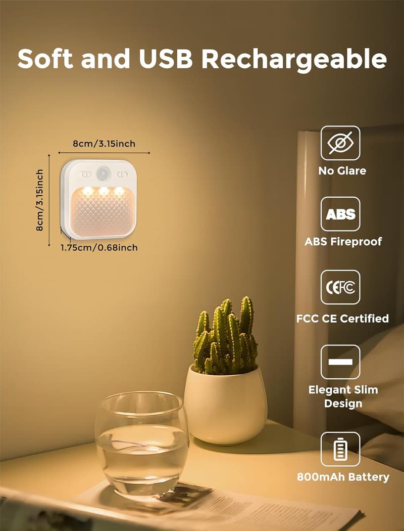 Wiederaufladbares Nachtlicht mit Bewegungsmelder und dimmbarem LED-Licht