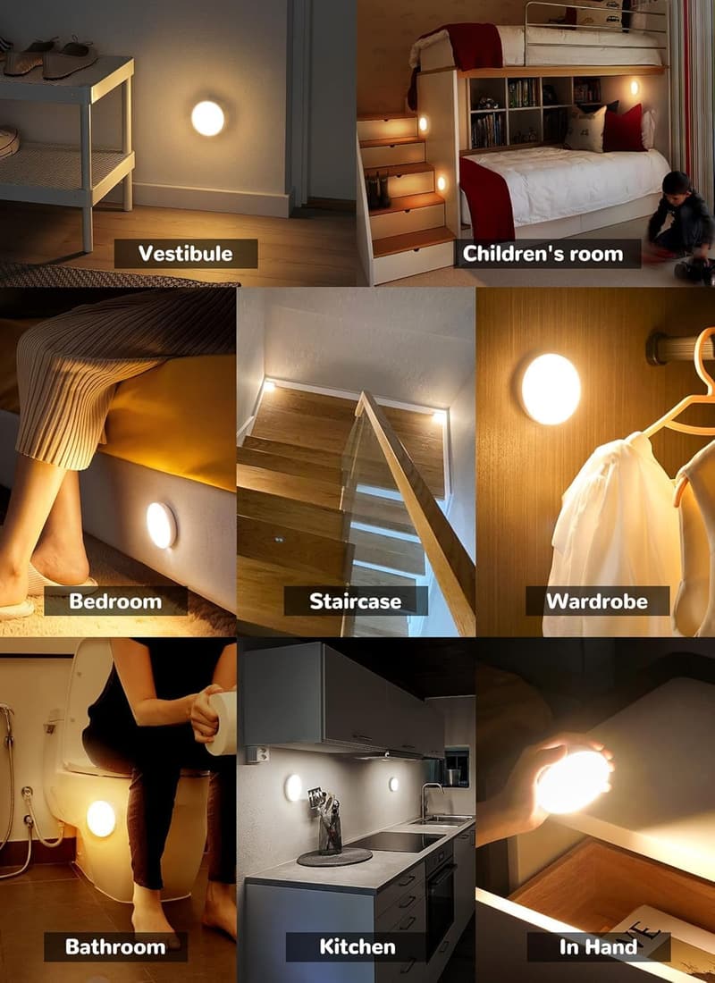 Aufladbares LED Nachtlicht mit Bewegungsmelder – 6er Set für Innenräume