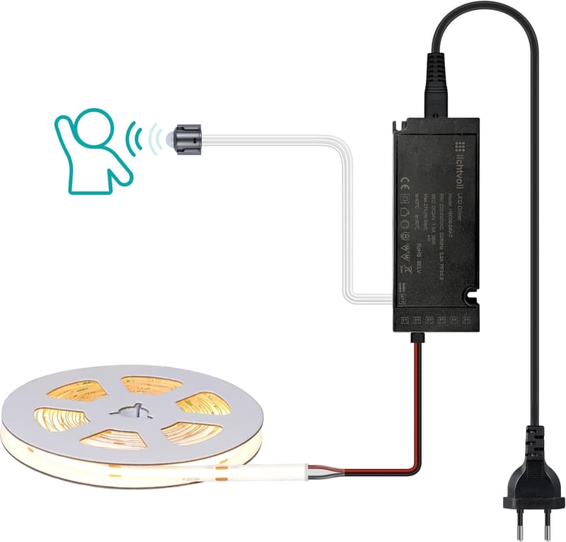 LED Streifen mit Bewegungssensor, 3m, warmweiß, für Küche und Akustikpaneele