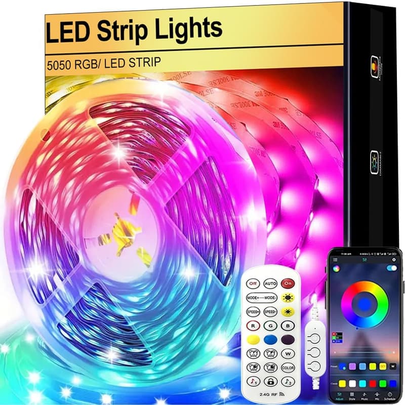 Bluetooth RGB LED-Streifen 2m mit Musik-Synchronisation und Fernbedienung