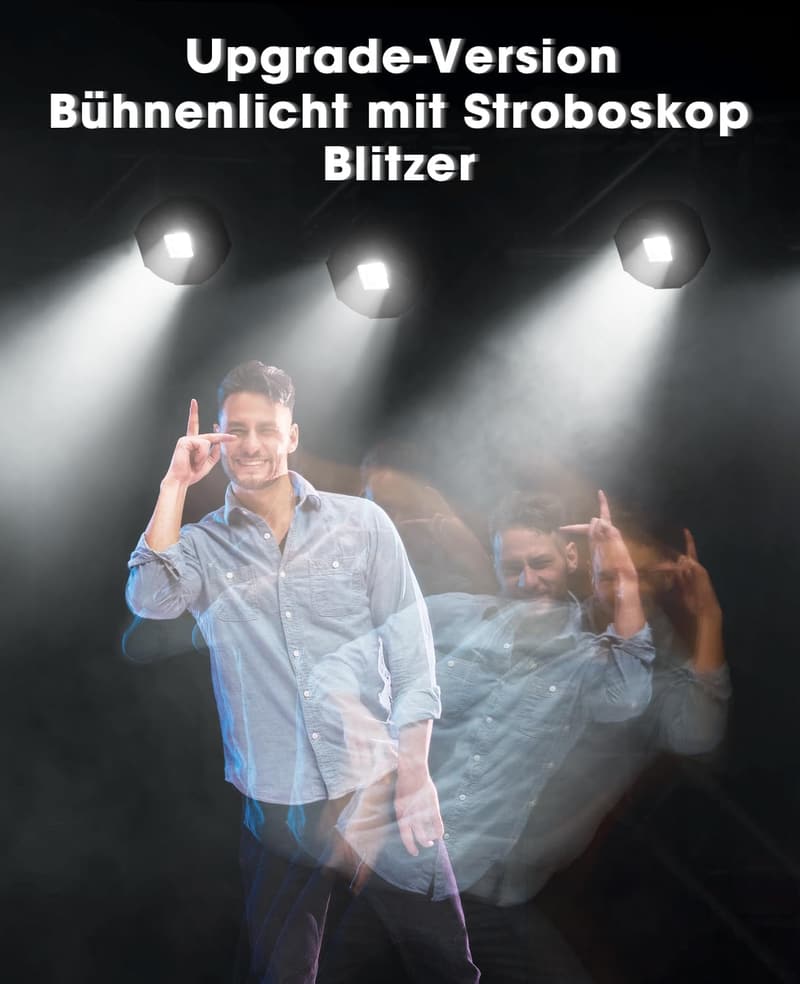 Bühnenlicht RGB LED Stroboskop 2-in-1 für Partys, 2er Set