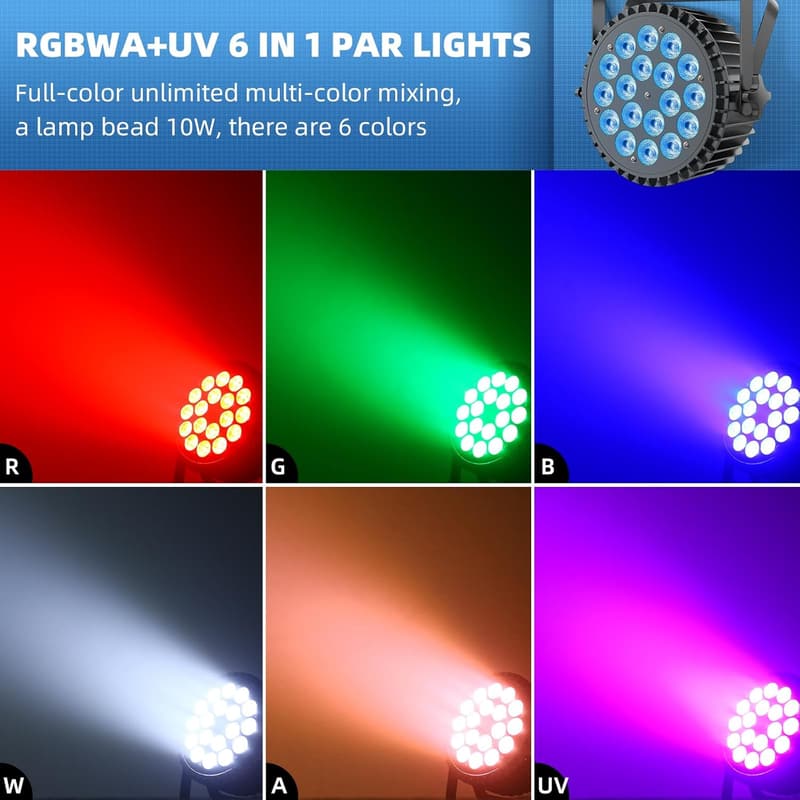 RGBWA+UV 18 LED Par Strahler 200W für Partys und Events