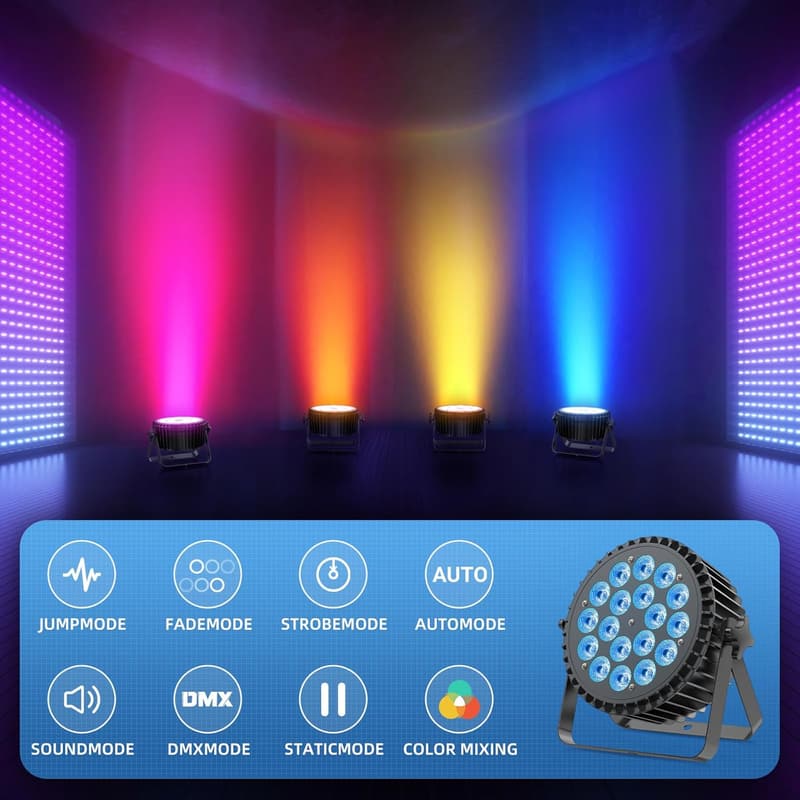 RGBWA+UV 18 LED Par Strahler 200W für Partys und Events