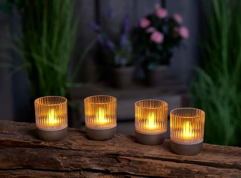 Kabelloses LED Akku Lounge Licht Set 4er mit Touchsensor für Innen & Außen