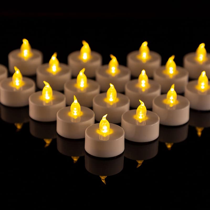 Flammenlose LED-Teelichter, 50 Stück, batteriebetrieben, realistisch für Feste