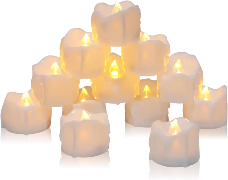 Flammenlose LED Kerzen im Tropfwachs-Look, 12er Set für Feiern