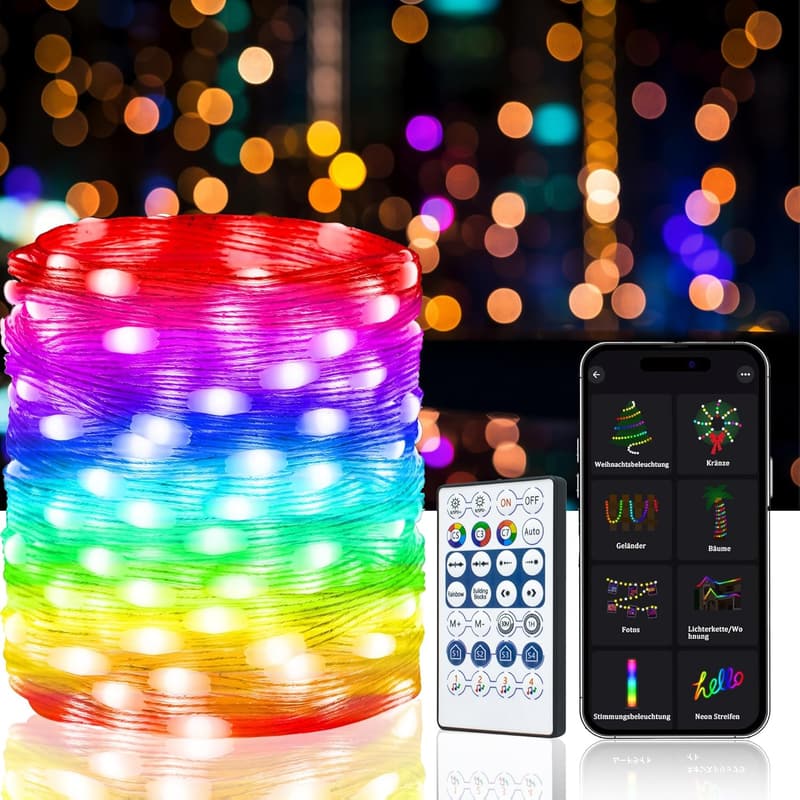 RGB LED Strip 10m mit Fernbedienung, dimmbar, für Zimmer und Partys