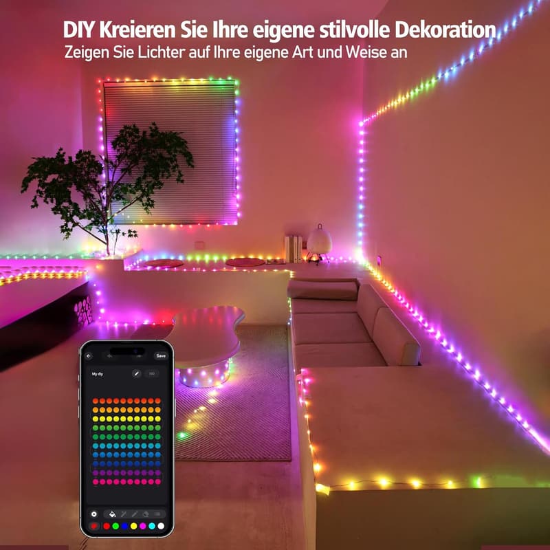 RGB LED Strip 10m mit Fernbedienung, dimmbar, für Zimmer und Partys