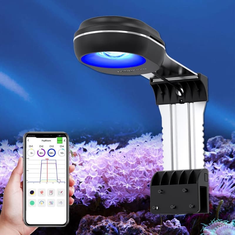 APP-gesteuerte LED-Beleuchtung für Salzwasseraquarien 30-60cm (60W, Schwarz)