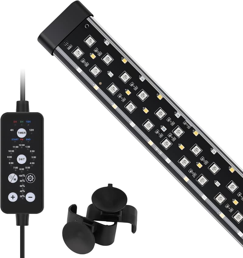 Vollspektrum LED Aquariumbeleuchtung mit Timer, 11W, 9 Farben für 31-58 cm