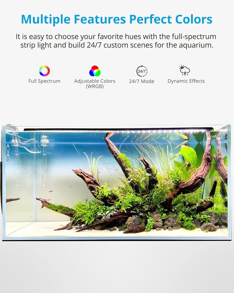 Anpassbare RGB+W LED Aquariumbeleuchtung mit Timer, 30-42 cm, 12W