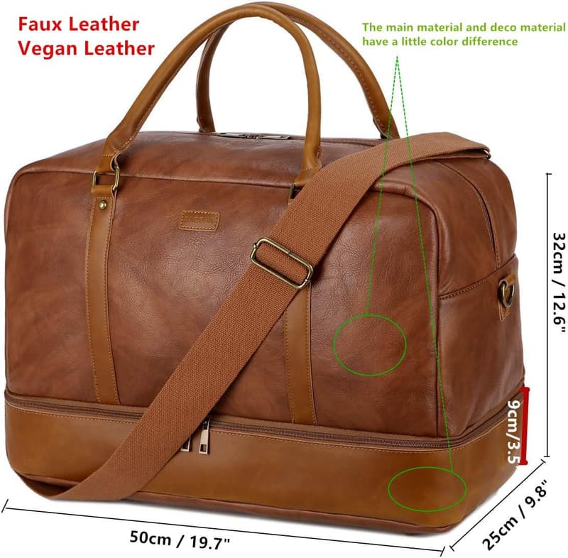 Reisetasche aus PU-Leder mit Schuhfach für Männer