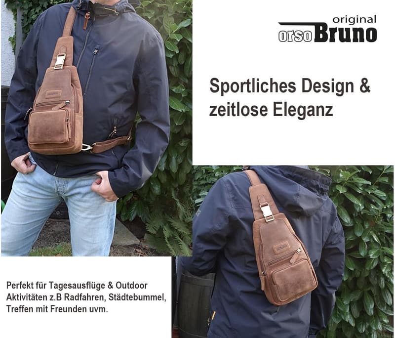 Leder Sling Umhängetasche für Herren und Damen