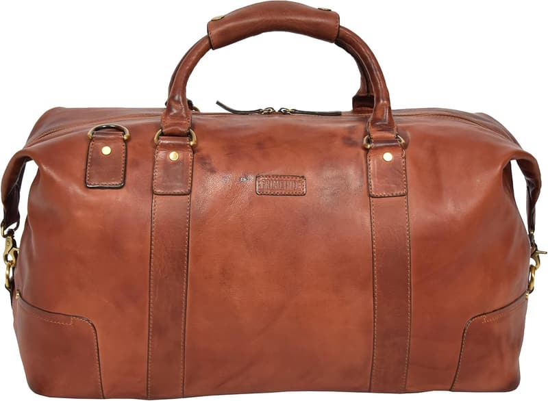 Vintage Duffle Tasche aus echtem Leder in Hellbraun für Reisen