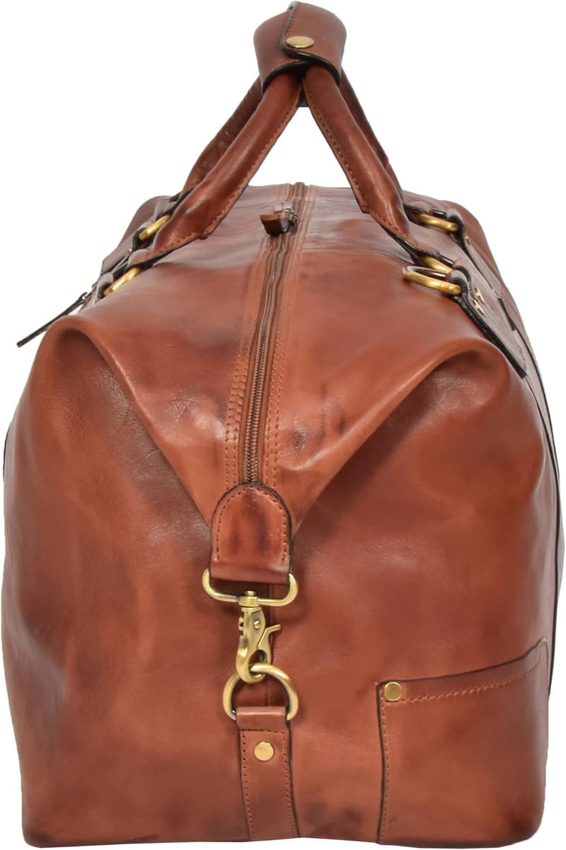 Vintage Duffle Tasche aus echtem Leder in Hellbraun für Reisen