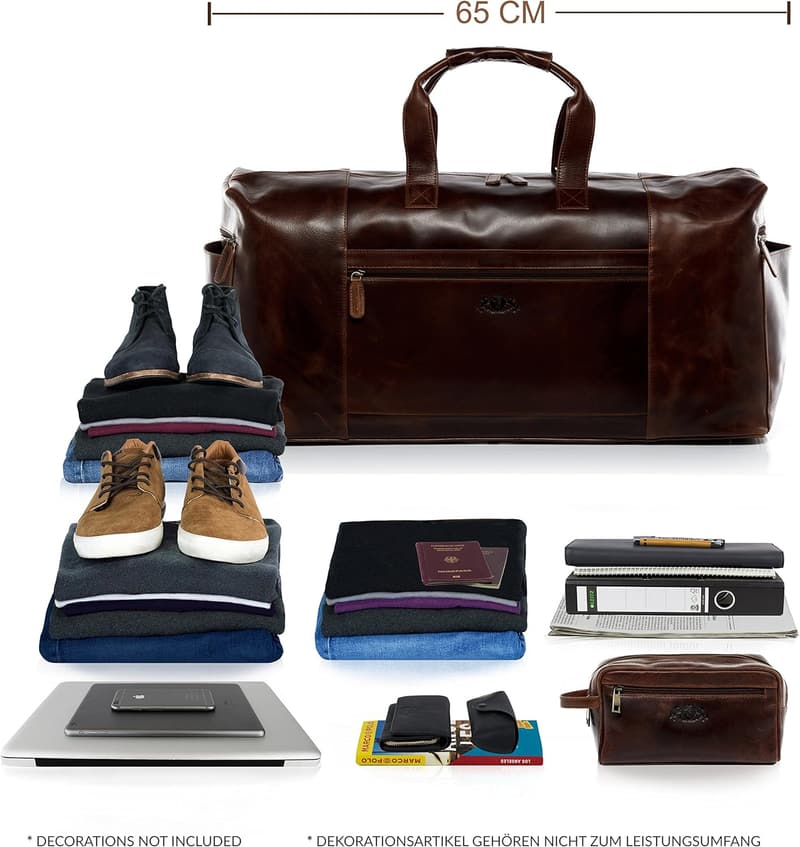 Handgefertigte XL Reisetasche aus Premium Leder für Herren, braun