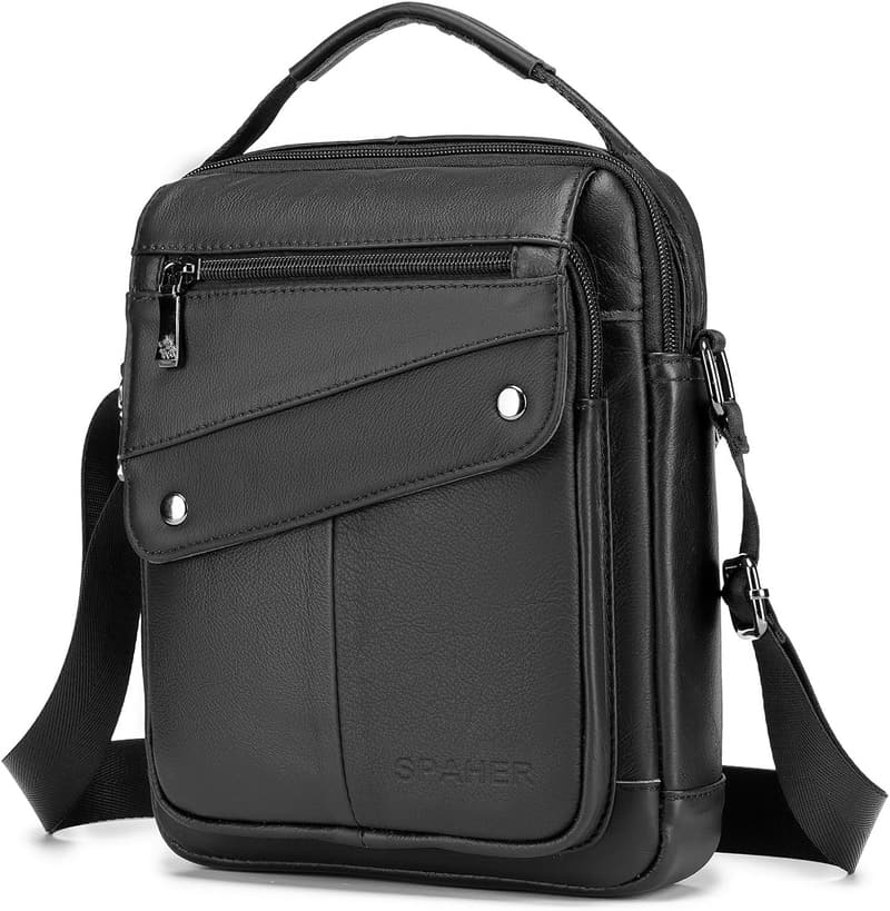 Herren Umhängetasche aus echtem Leder für iPad 11 Zoll - große Business-Tasche