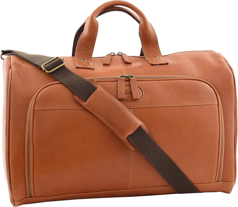 Hellbraune Leder-Duffle-Tasche für Reisen und Fitnessgeräte