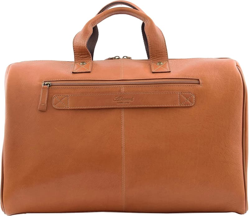 Hellbraune Leder-Duffle-Tasche für Reisen und Fitnessgeräte