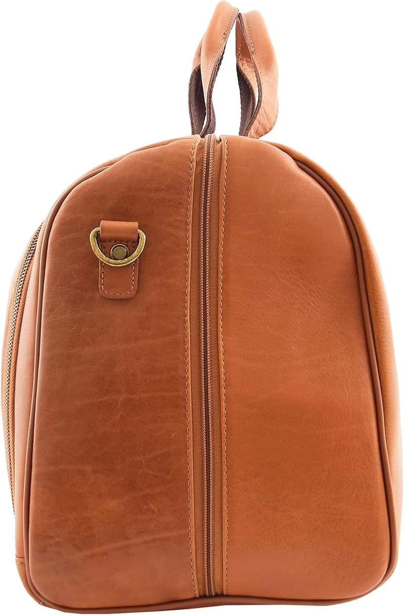 Hellbraune Leder-Duffle-Tasche für Reisen und Fitnessgeräte