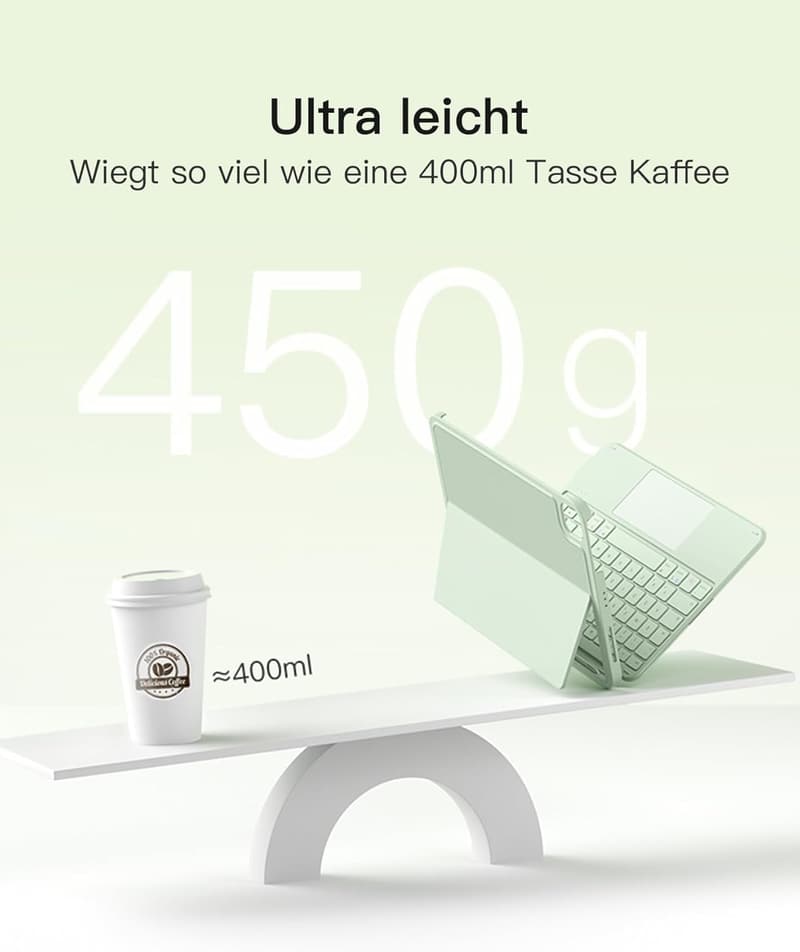 Ultraleichte Hülle mit Tastatur für iPad 11 Zoll, abnehmbar mit Touchpad