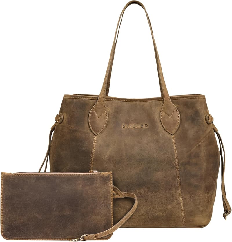 Echtleder Shopper Set 'Camelia' für Damen – Tasche mit Geldbörse, groß