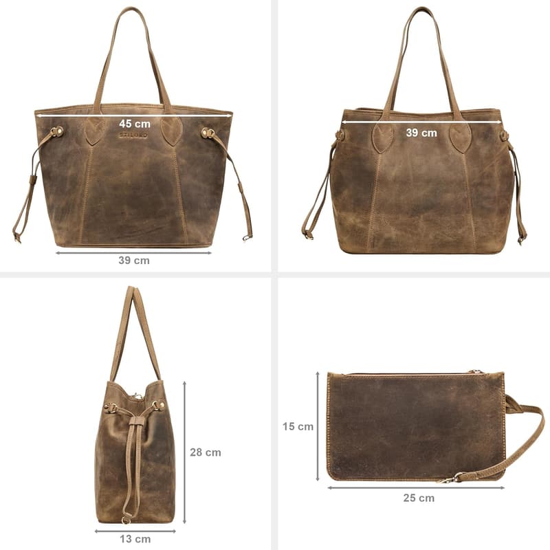Echtleder Shopper Set 'Camelia' für Damen – Tasche mit Geldbörse, groß