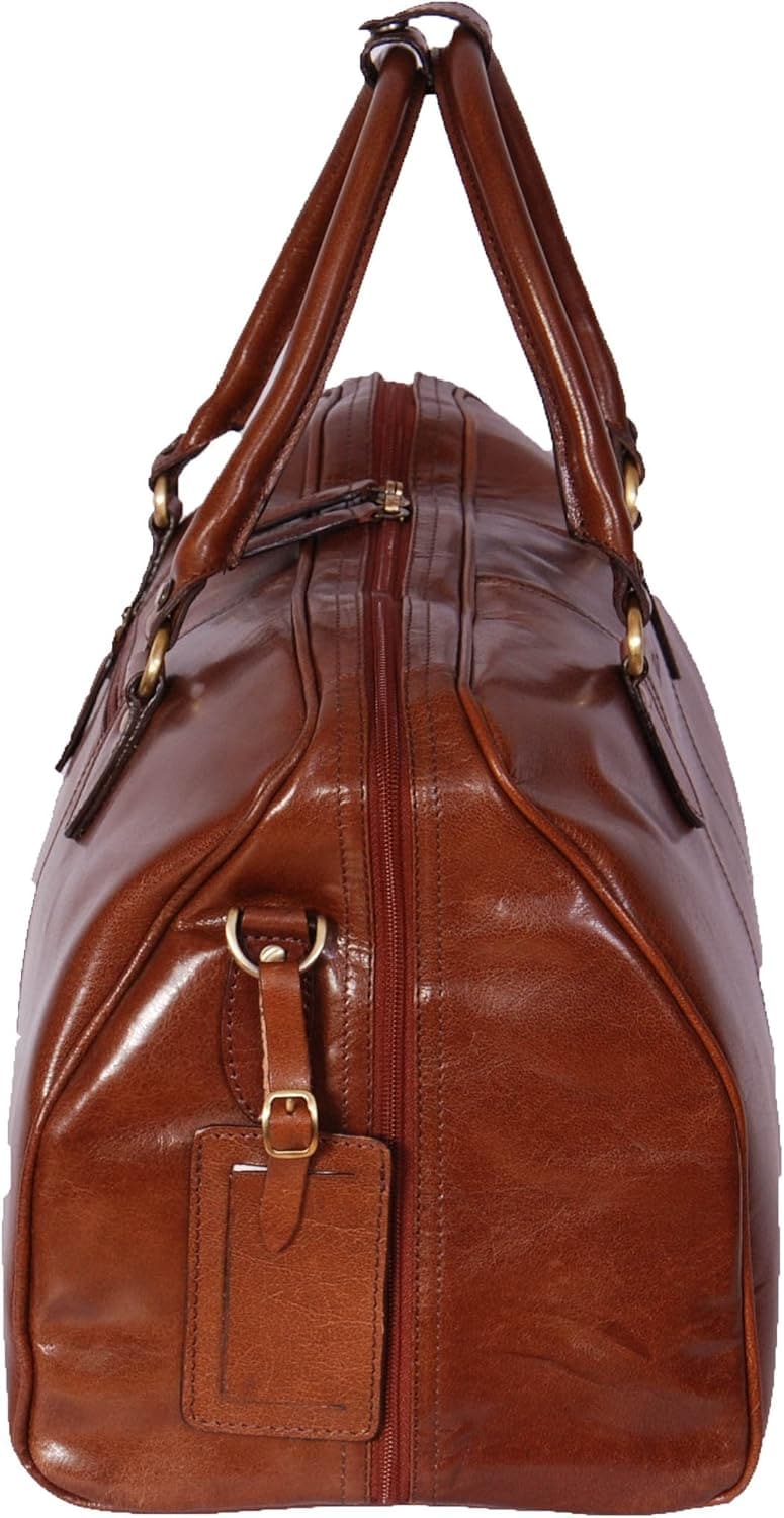 Leder Holdall für Wochenendreisen und Fitness, Kastanie A21