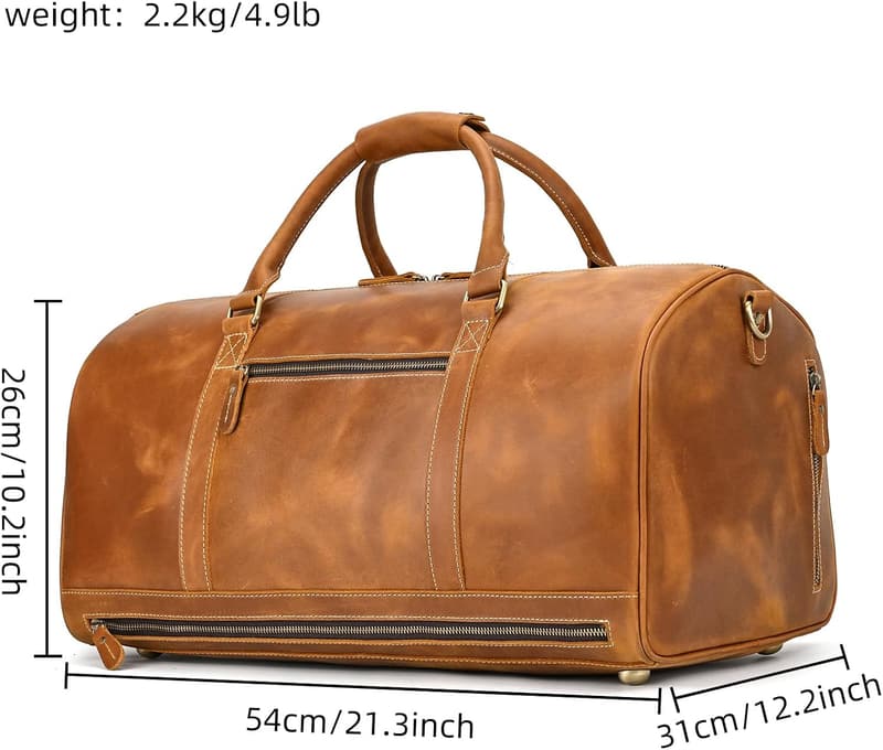 Vintage Leder Weekender Tasche für Herren - echtes Rindsleder, hellbraun