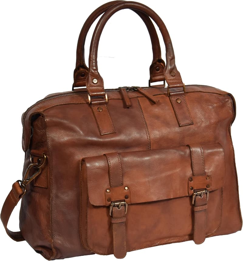 Vintage Reisetasche aus echtem Leder für Wochenendausflüge - Rostbraun