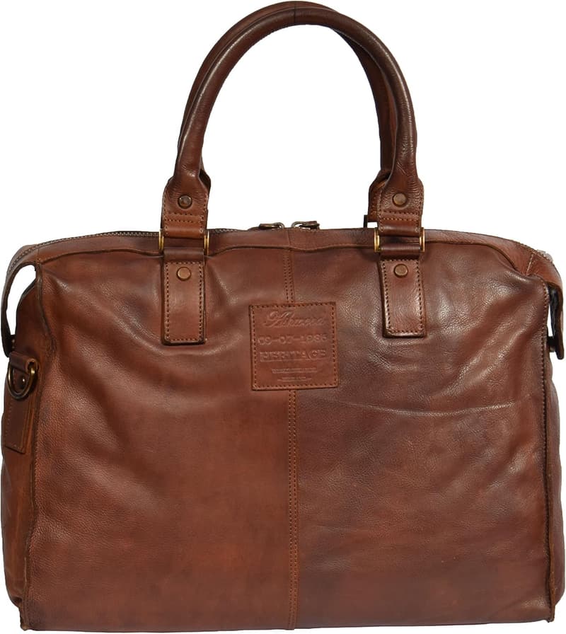 Vintage Reisetasche aus echtem Leder für Wochenendausflüge - Rostbraun