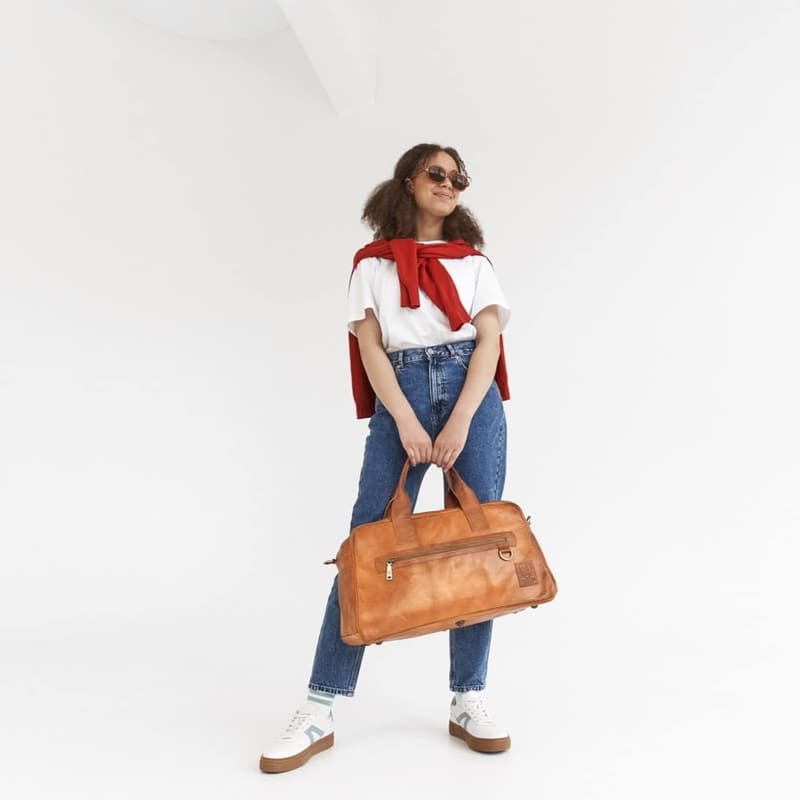 Vintage Leder Weekender Austin M für Damen und Herren - Braun