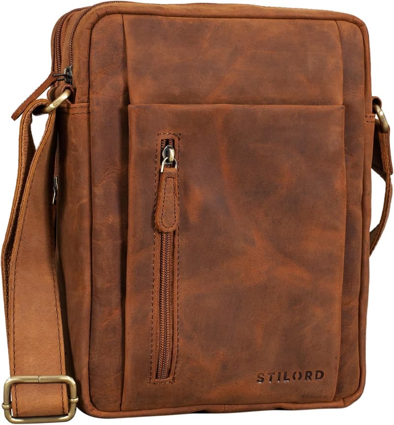 STILORD 'Irving' Vintage Umhängetasche aus Echtleder für 10,1 Zoll iPad