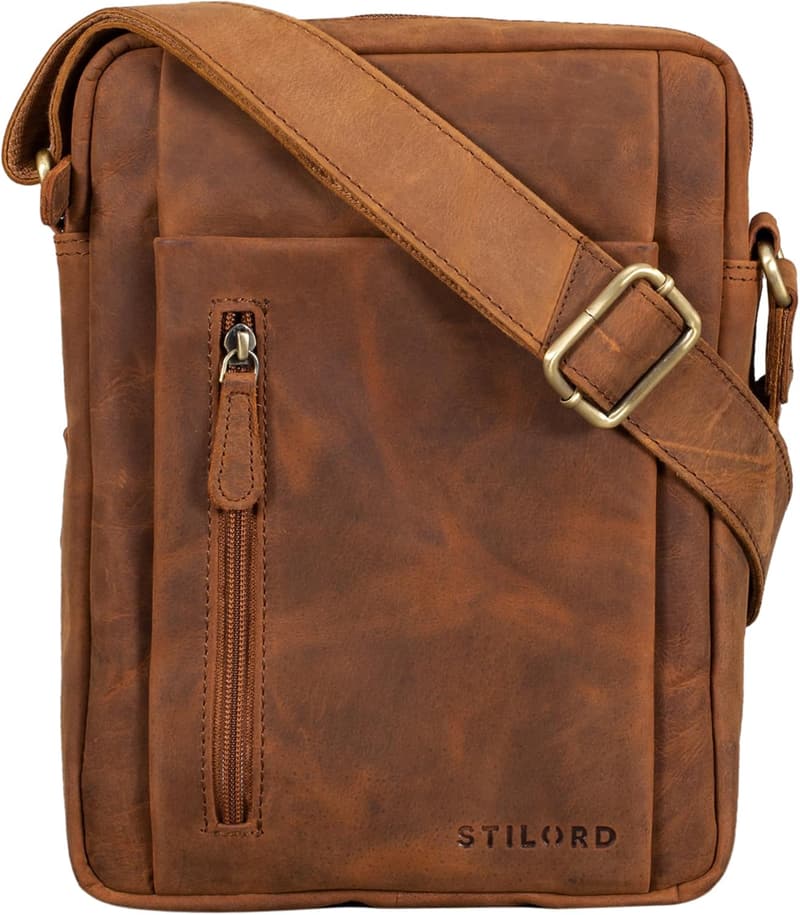 STILORD 'Irving' Vintage Umhängetasche aus Echtleder für 10,1 Zoll iPad