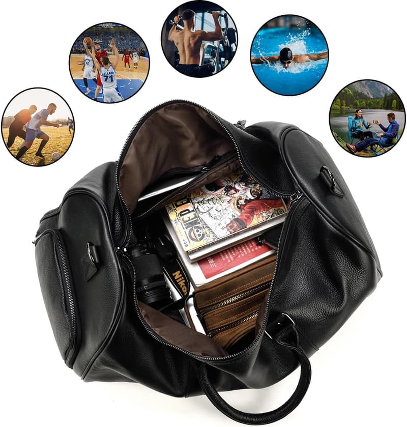 Vintage Herren Reisetasche aus echtem Leder – Weekender mit großer Kapazität