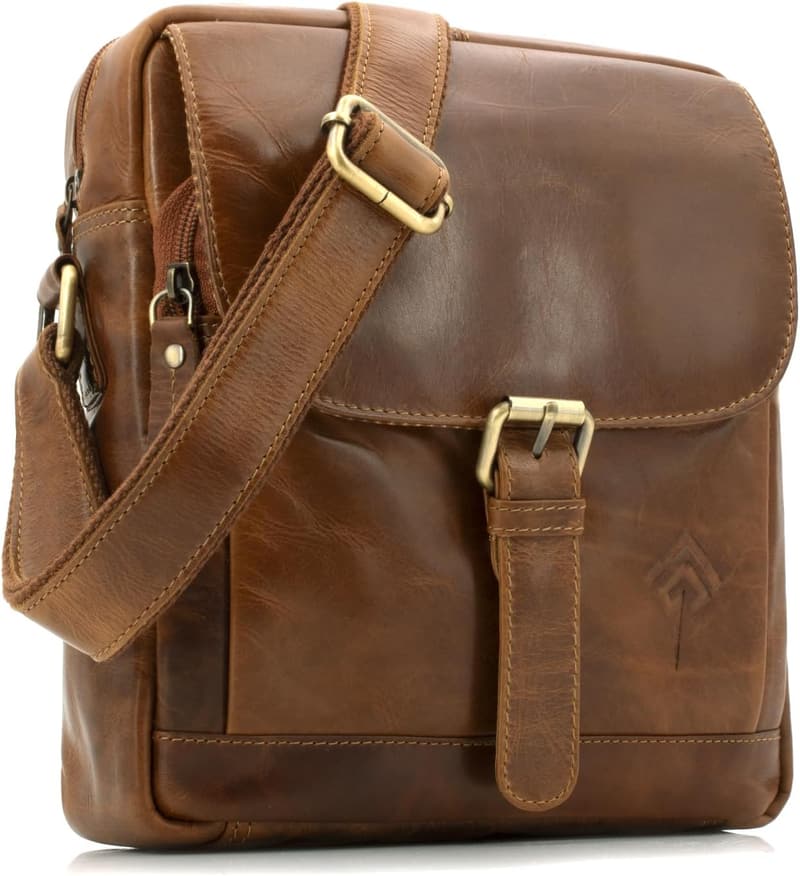 Echtleder Umhängetasche für Herren - Vintage Messenger Bag mit Magnetverschluss