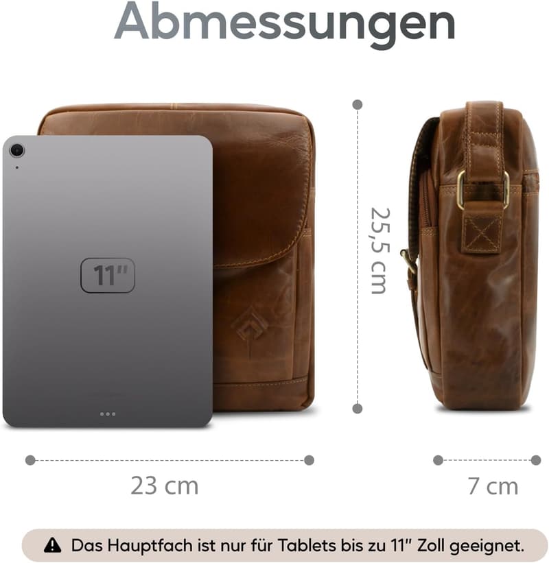 Echtleder Umhängetasche für Herren - Vintage Messenger Bag mit Magnetverschluss