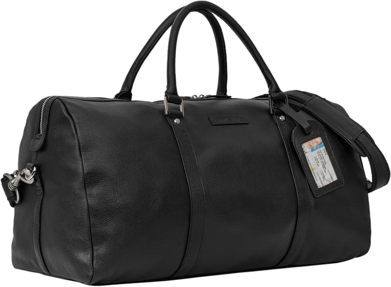 Premium Echtleder Weekender 'Herkules' für Herren & Damen - wasserdichte Reisetasche, schwarz