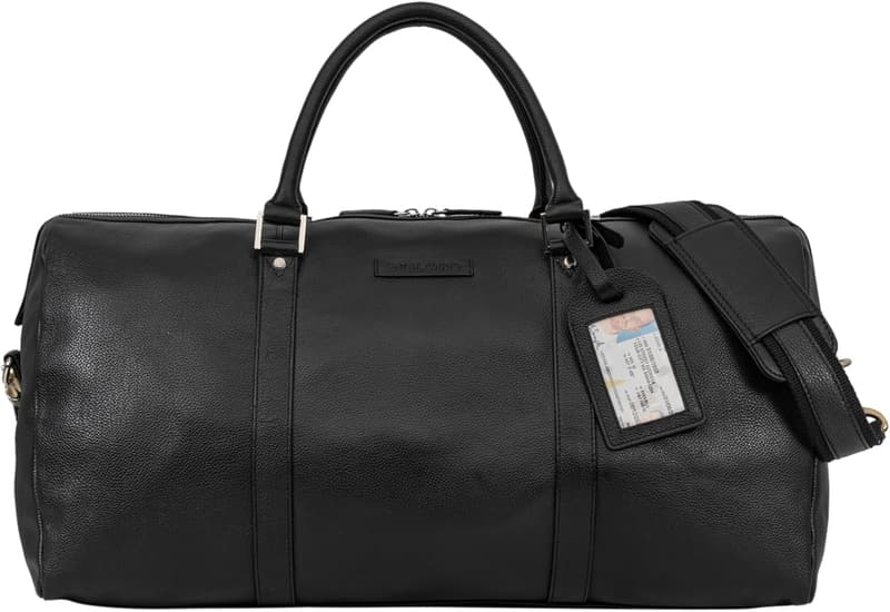 Premium Echtleder Weekender 'Herkules' für Herren & Damen - wasserdichte Reisetasche, schwarz