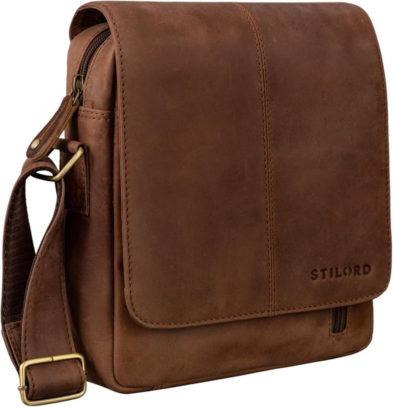 Vintage Ledertasche 'Matt' für Männer – Umhängetasche aus echtem Leder