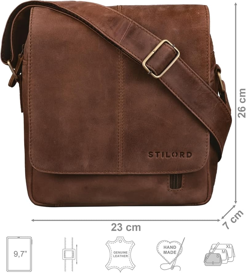 Vintage Ledertasche 'Matt' für Männer – Umhängetasche aus echtem Leder