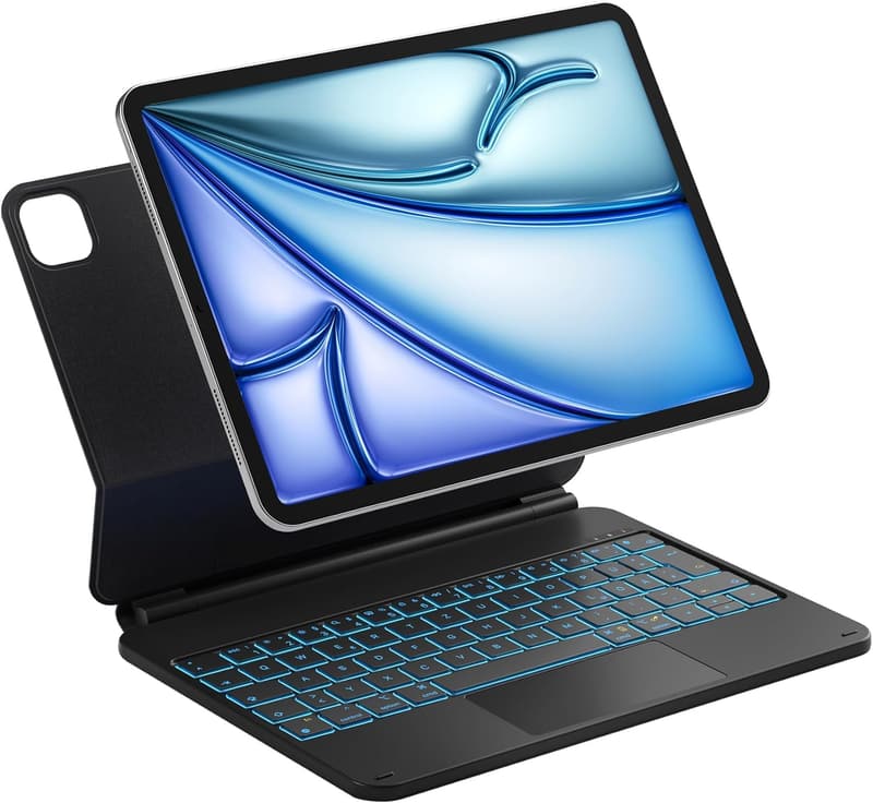 Inateck Magnetische Tastatur-Hülle für iPad Air 11 Zoll, 7-farbige Beleuchtung