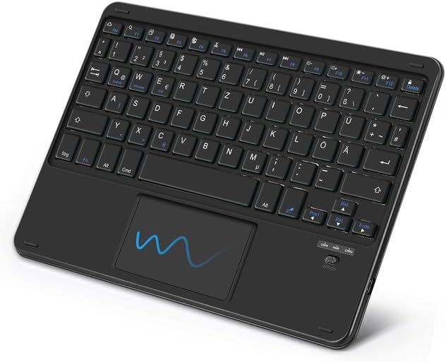 Wiederaufladbare Bluetooth Mini-Tastatur mit Touchpad, Schwarz