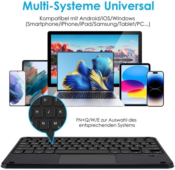 Wiederaufladbare Bluetooth Mini-Tastatur mit Touchpad, Schwarz