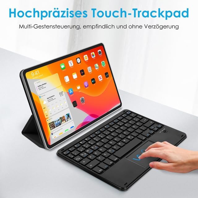 Wiederaufladbare Bluetooth Mini-Tastatur mit Touchpad, Schwarz