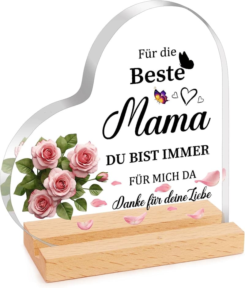 Geburtstagsgeschenk für Mama - Personalisiertes Holzschild aus Acryl
